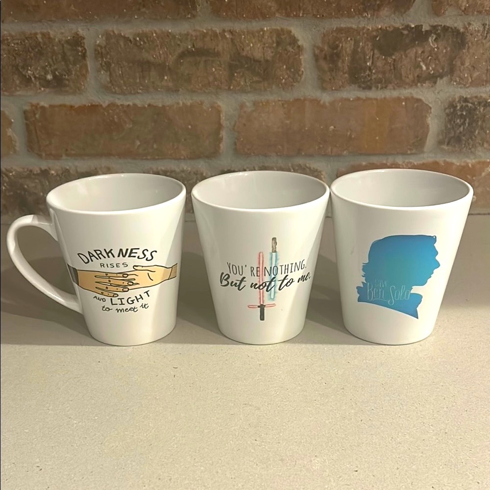 Star Wars Set of 3 Reylo Dining Mugs Last Jedi Ben Solo Rey Kylo Ren